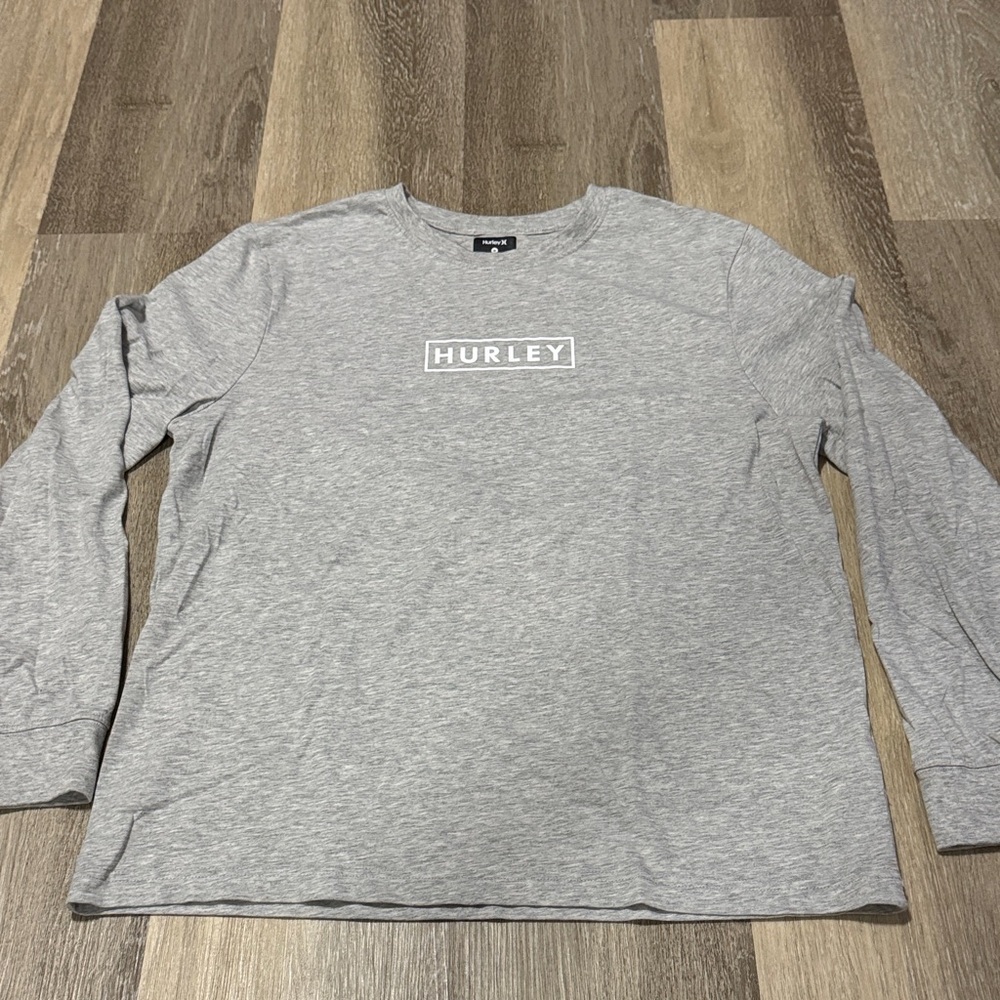 Hurley Men's Long Sleeve Logo Tee — Light Gray